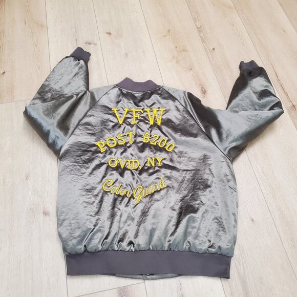 Vintage Satin Bomber Jacket Size 2XL Americas Finest USA Veteran VFW Color Guard - Picture 11 of 13